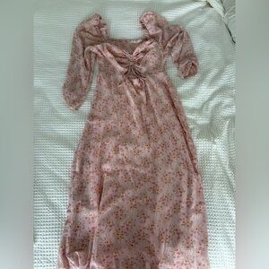 Lush Pink Floral Midi Dress